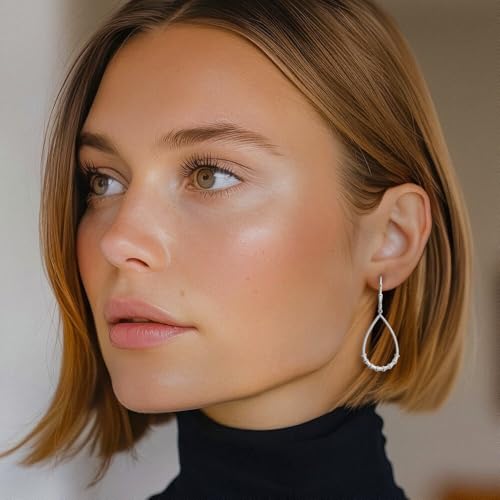 925 Sterling Silver Cubic Zirconia CZ Teardrop Drop Dangle Earrings2