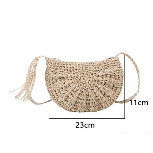 Handbag Zipper Durable Half Round Shoulder Crossbody Bag Women(Beige)2