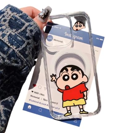 Jetyon iPhone 16 pro 用 ケース Magsafe対応 クレヨンしんちゃん 透明携帯ケース 黄ばみ・色褪せなし 可愛いデザインでスマホ保護