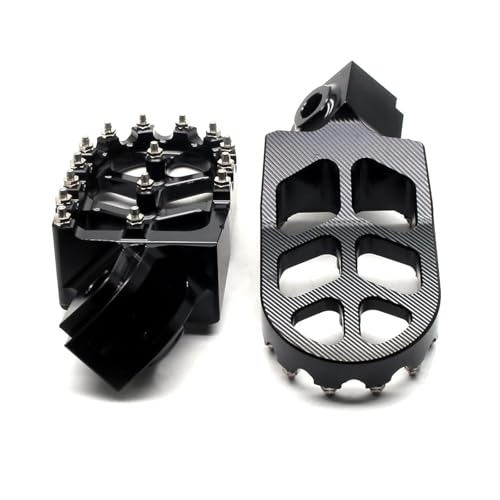 Image of MZS Dirt Bike Foot Pegs for 65 85 125 250 450 660 690 950 1090 1290 Models | Black CNC Aluminum Alloy Footrest, Skeleton Wide Footpeg, Non-Slip Stainless Steel Foot Pins, fits Enduro Adventure MX Bikes