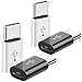 Produktbild Adapter Micro USB auf USB C (4 Stück), Micro-USB Buchse zu USB-C Stecker OTG Adapter Kompatibel mit Samsung Galaxy, LG, Huawei, Typ-C Handys, Tablets und Mehr (2 Schwarz und 2 Weiß)
