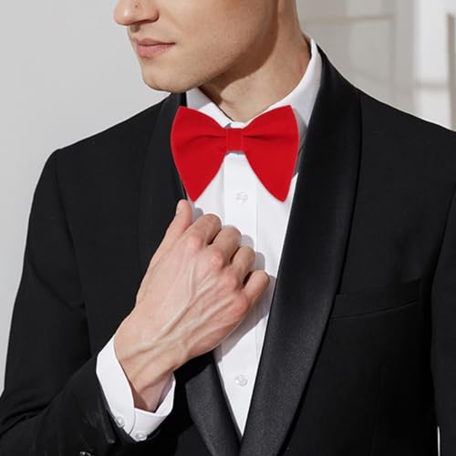 Image of Alizeal Velvet Pre-tied Adjustable Bow Tie for Men Oversize Formal Solid Tuxedo Bowtie