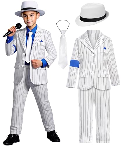 BAURGHOP Kids Dance Star Costume for Boys Girls 80s 90s Pop Stage Outfit for Cosplay Party Halloween (10-12 Years)