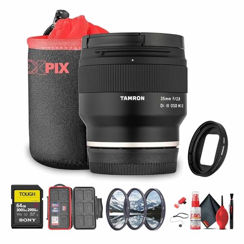 Tamron (�^������) 35mm f/2.8 Di III OSD M 1:2 �����Y Sony E�}�E���g�p - �t���t���[���v���C�� 1:2�}�N�� �R���p�N�g&�y�ʐ݌v + 64GB�������[�J�[�h + USB�J�[�h���[�_�[ + �����Y�o�b�O + 6
