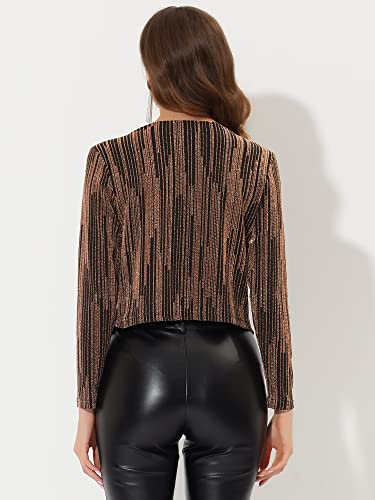 Allegra K Shiny Cardigan for Women's Open Front Long Sleeve Cropped Party Glitter Jacket3