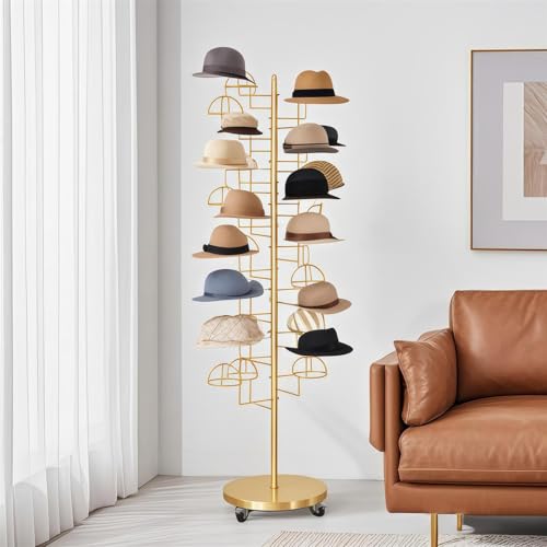 Soporte de metal para sombreros con ganchos circulares, organizador de almacenamiento de tapas de bola que ahorra espacio para tiendas y hogar
