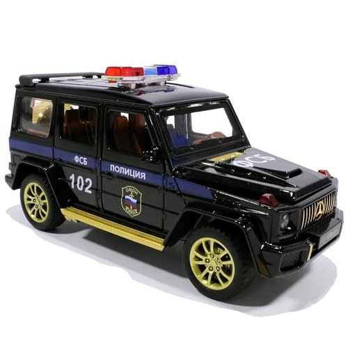 Image of 1:24 Scale G Wagon Jeep Police Toy Car Diecast Metal Police Car for Kids Die Cast Toy Car Sound Light Pull Back, Multicolor