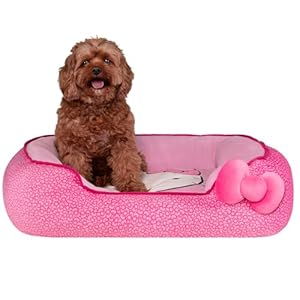 Hello Kitty and Friends Pink Bolster Pet Bed with Printed Design and Machine Washable Removable Insert – Size Medium – Ultrasoft for Dogs and Cats