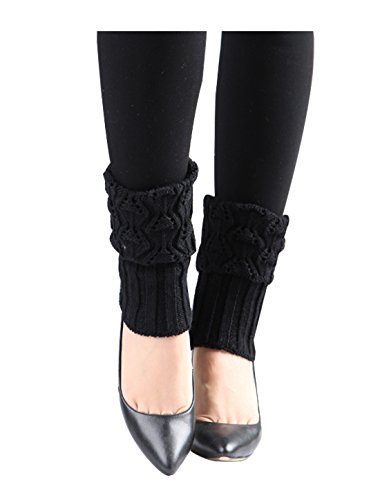 Image of uxcell Women's Knitted Design Solid Warm Thick Knee High Length Ribbed Leg Warmers