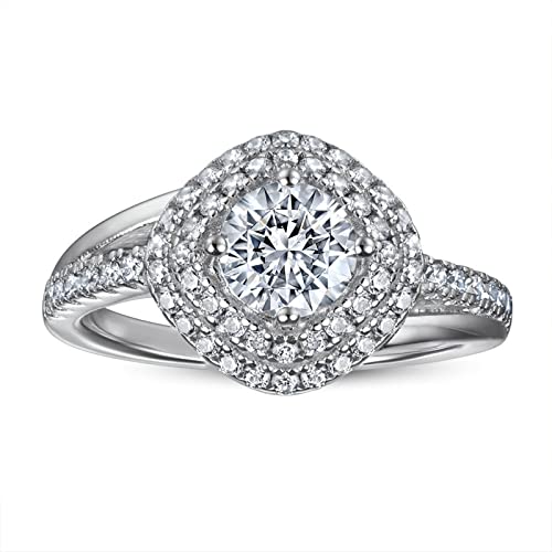 Bague halo en argent véritable résistant au ternissement pour un éclat de mariage éternel