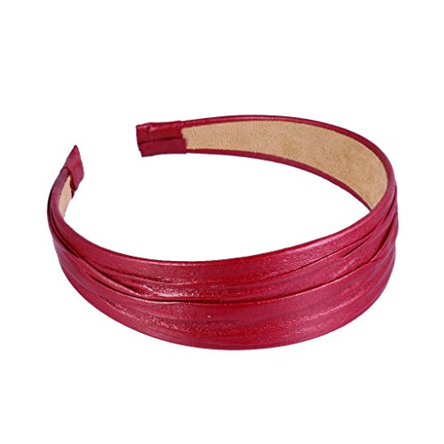 MagiDeal 8 Colors Vintage Wide Artificial Leather Headband Hair Band Fashion Accessories - Wine