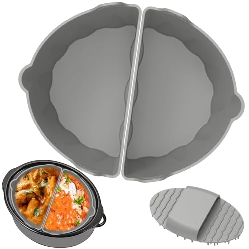 2 Pcs Silicone Slow Cooker Liner Pot Liners Reusable for 6-8QT Crock Pot Cooker Divider Foldable Insert BPA Free Slow Cookers Accessories for Home Kitchen(Grey)