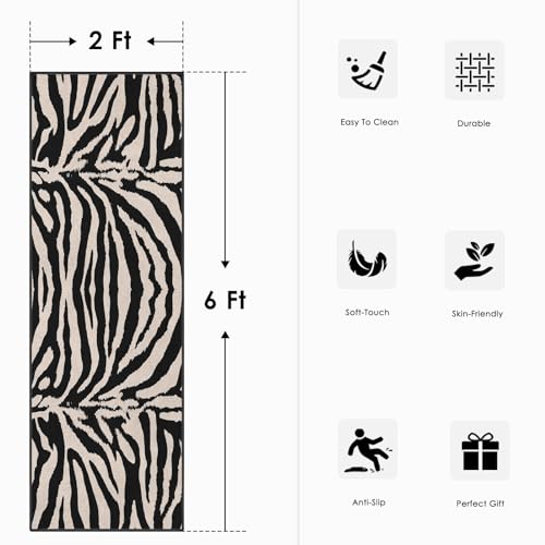 Bribay LZQ231215159-ARC Runner Rug, Washable And Non-Slip 2'X6' Zebra African Tiger Brown Blue Orange Hallway Kitchen Area Rug, Indoor Entryway Door Mat, Floor Mat Carpet thumb #1