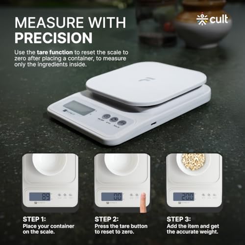 Image of Fitkit by Cult Digital Kitchen Food Scale,10kg Limit, LCD Display, Tare & Unit Conversion, Ideal for Kitchen & Diet Tracking
