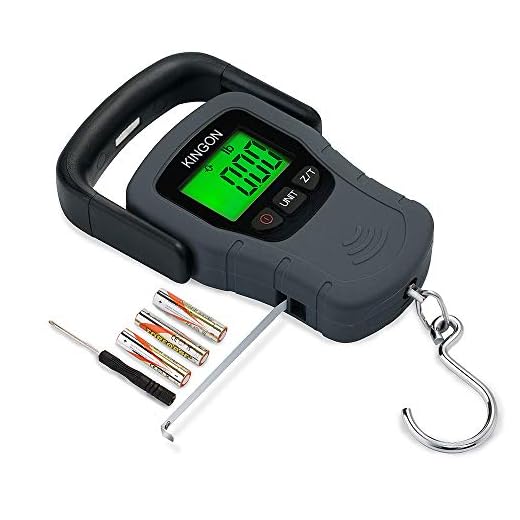 Digital Hanging Luggage Scale with Comfortable Handle and Large Hook, 110lb/50kg, Backlit Portable Scale for Travel Fishing with Tare/Hold Function, AAA Batteries Included