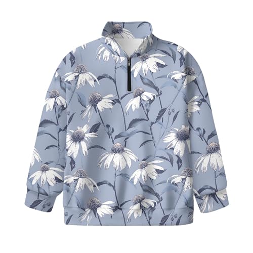 Image of AmzPrint Girls Graphic Quarter Zip Coat Long Sleeve Lightweight Oversized Athletic Running Hoodies For Kids Teen Girls