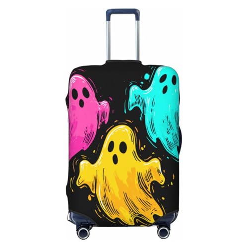 Three Colorful Ghosts Elastic Travel Luggage Covers Dustproof Scratch-Resistant Suitcase Protector Fit 22-24 Inch