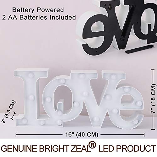 Bright Zeal 16" X 7" Large Love Bedroom Decor Lights Led Marquee Letters (White) - Love Sign For Wall Table - Wedding Decorations Lights For Reception - Mothers Day Table Top Decor For Office Home #TOP6