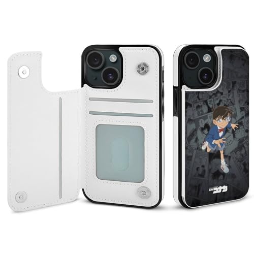 iPhone 15用ケース 名探偵コナン カード収納 スマホカバー すまほけーす 携帯ケース 手帳型 PUレザー 財布型 耐衝撃 マグネット式 スタンド機能 全面保護 傷汚れ防止 指紋防止 おしゃれ 贈り物