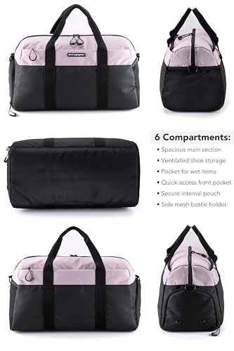 Miniatura 6 de Fitgriff Bolsa Deporte V2 Mujer Y Hombre, Con Compartimento Para Zapatos Y Humeda - Bolso De Gimnasio Para Viaje, Entrenamiento - Gym Bag Negro Rosa, 47 X 25 X 27 Cm Small