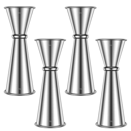 4 pezzi Jigger per barista in acciaio inox 304 cocktail Jigger 2oz 28,3 g professionale doppio jigger antiruggine cocktail misurino per casa bar party