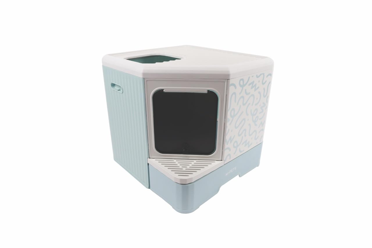 M-PETS TERRA FORMA ECO DESENLİ KAPALI KEDİ TUVALETİ BLUE