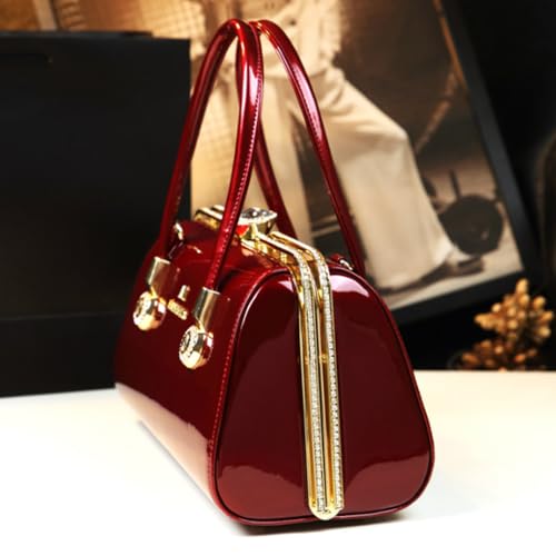 Image of Fashion Leather Women's Top Handle Satchel Crossbody Handbags Diamonds Evening Bag Purses Hard Shoulder Bags | Fashion