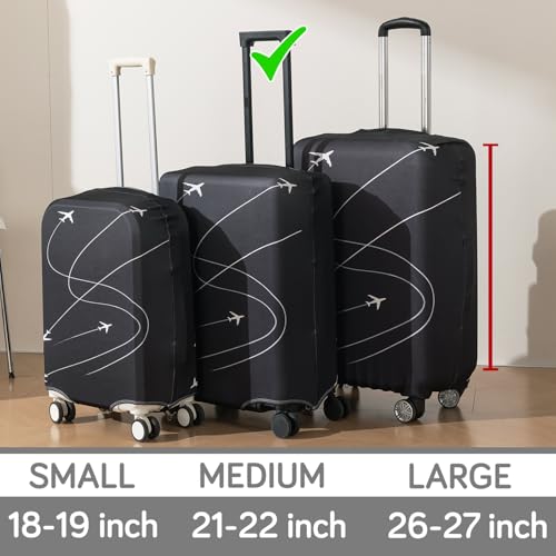 Image of HOKIPO Suitcase Covers for Trolley Suitcase, 220gsm Durable and Washable, Medium (21-22inch) - Flight Path (AR-6344-D17)