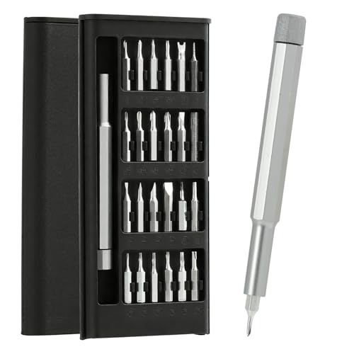25 en 1 Kit De Tournevis de PréCision avec embouts Triangulaires, Torx T5, Cruciforme, Plat, 25 en 1 Mini Set Outils Portables pour Lunettes, Montres, Jouets