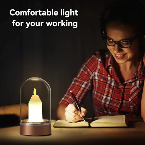 Image of Rechargeable Cordless Table Lamp Desk Light with Touch Sensor, Fully Stepless Dimmable, Led Flameless Candles, Night Light, Girl Gift for Bedroom Bedside Living Room Dining Dorm Desk Decorations
