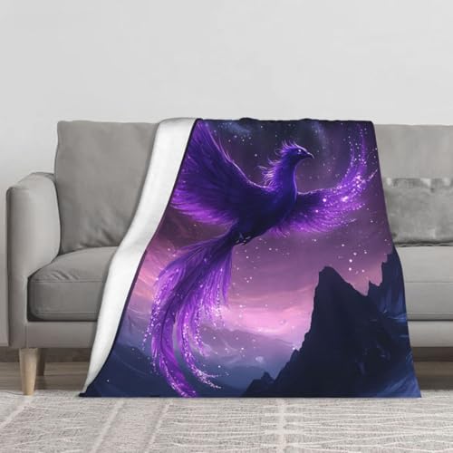 Cafemira Purples Phoenix,Warm Cozy Flannel Blanket,Soft Throw for Couch Bed Decor,for Camping,Office nap,All Season,Machine Washable,Anti Allergy,Practical Home Decor,for Friends Family,60x50 Inch