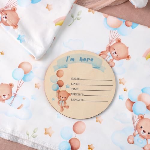 Image of Ylsteed Baby Swaddle Blanket and Headband Set, Newborn Receiving Blanket Swaddle Wrap for Girls and Boys, Swaddling Blankets Neutral for Newborn, Soft and Skin-Friendly 32 * 32 inches(Bear Pattern)
