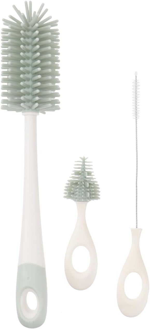 Hemoton Silicone Bottle Cleaning Brush Set Handle Water Bottle Cleaner Rotating Brush for Easy Cleaning Pacifiers and Cups Light Green