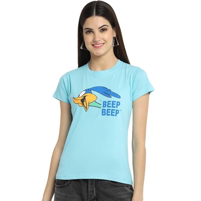 Image of Preneum 100% Pure Cotton Oversized Regular Fit Half Sleeve Round Neck Cool Front Trendy Printed T-Shirt for Women /Girls (Pack of 3)