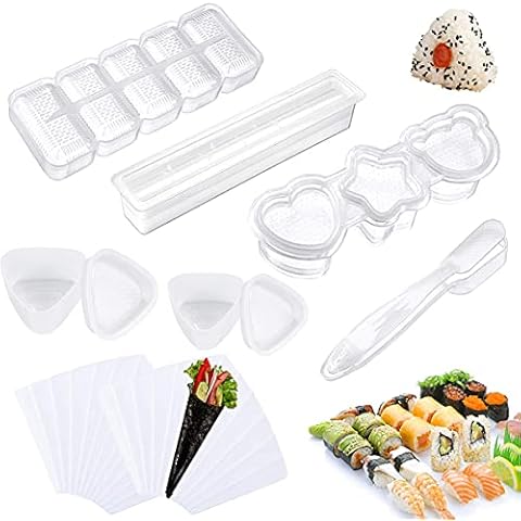 YWQQ 7 Stück Tools for Sushi,Reisbällchen Form,Sushi Mold for Onigiri dreieckige,DIY Sushi Maker Form,mit Wiederverwendbar Sushi-Form Cover