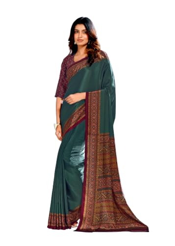 Image of Jaanvi fashion Women's Crepe Silk Saree with Unstitched Blouse Piece | Soft Lightweight Traditional Ethnic Wear Saree for Party, Wedding, Festival