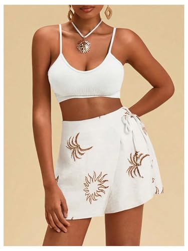 Image of SweatyRocks Women's Boho Mini Skirts Floral Shorts Tie Side Wrap Skorts