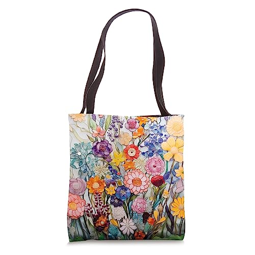 Colorful Floral Murano Glass Effect Venetian Glass Tote Bag