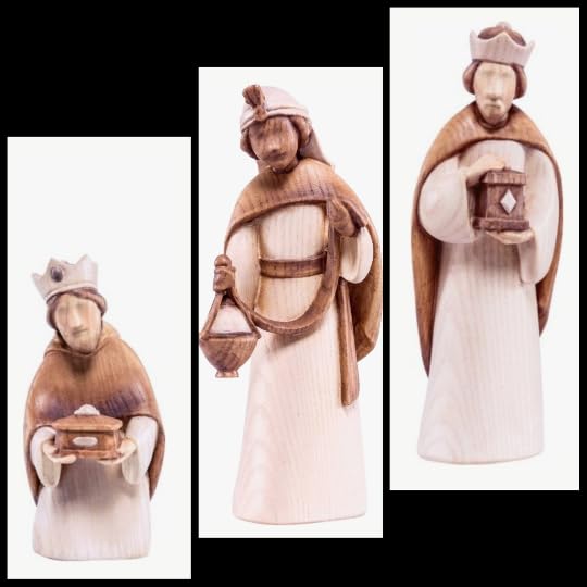 ArteSacraCaravaggio Weihnachtskrippe "FIDES", 10 cm, bestehend aus 16 Teilen, geschnitzt aus Holz von Valgardena von Hand dekoriert, handwerkliche Produktion