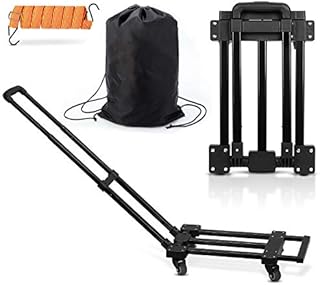wilbest® 4 Wheels Rotate Folding Hand Truck, 280 lbs/127 Kg Capacity Heavy Duty Folding Luggage Cart with Stretchable Expansion Base, Fold Up Dolly for Luggage/Personal/Travel/Auto/Moving/Office Use