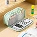 EASTHILL Large Capacity Pencil Case Pen Pouch Organizer Canvas Pencil Bag with Handle School Supplies for Teen Girls-Green