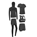 Clicitina Camiseta Manga 5 Larga Incluyendo Gimnasia Deportes Cortos De Traje Manga Conjuntos Yoga Fitness & Yoga Equipment Esterilla Deporte Barata (Black, M)