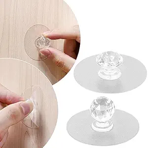Newvent Crystal Cabinet Door Dresser Knobs Self-Adhesive No Drill Diamond Drawer Knobs Sticker (Pack of 5)