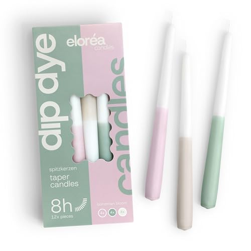Bougies coniques de 25 cm Elorea lot de 12 bougies de table bicolores