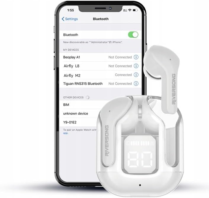 RIVERSONG AirFly M2 Earbuds Connected to Phone Bluetooth