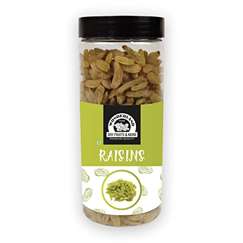 WONDERLAND FOODS Plain Green Raisin (Kishmish) Dried Grapes 500g Jar | Healthy Nutritious & Delicious | Rich In Iron & Vitamin B | Healthy Sweet Treats For Rs. 165 @ 63 %