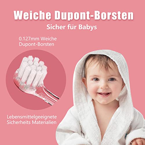 Miniatura 3 de Seago Sg-513 Cepillo De Dientes Eléctrico Niños Infantil Y Bebés De 0 A 3 Años Con Led Luces,2 Min Temporizador Inteligente,4 Cabezales Intercambiables,Impermeable Ipx7 Bebé Rosa