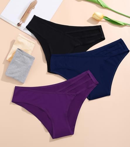 Image of Eiggam Women's Cotton Bikini Panties,High-Cut Full Coverage Stretch Cool Underwear for Women