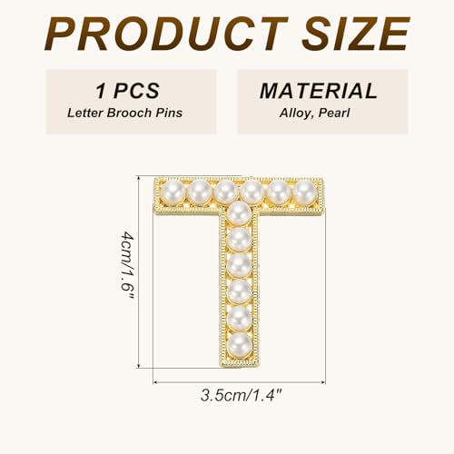 Image of PATIKIL Letter Brooch Pins, Pearl Initial Alphabet Letter Lapel Badges Pin for Women Men Girl Wife Suits