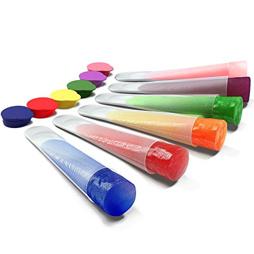 QUALITY SILICONE ICE POP MOLDS THAT MAKE GREAT-TASTING AND HEALTHY SNACKS, Set of 6, Clear Tubes with Color Tops and Perfect Starter 60 Recipes eBook